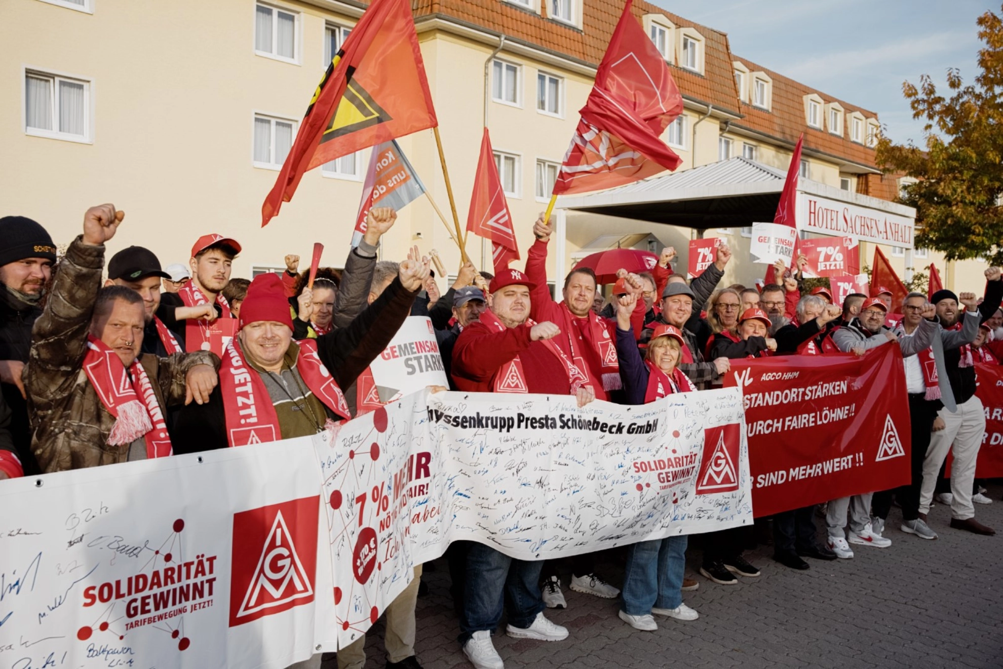 Kundgebung Thyssen Krupp Presta Schönebeck