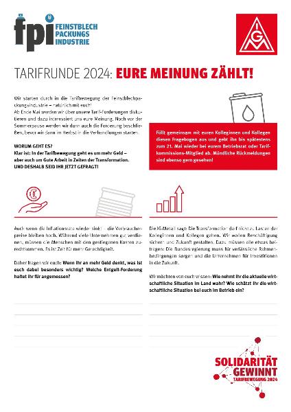 2024-05 Umfrage: Tarifrunde 2024: EURE Meinung zählt!