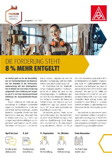 Die Forderung steht: 8% mehr Entgelt