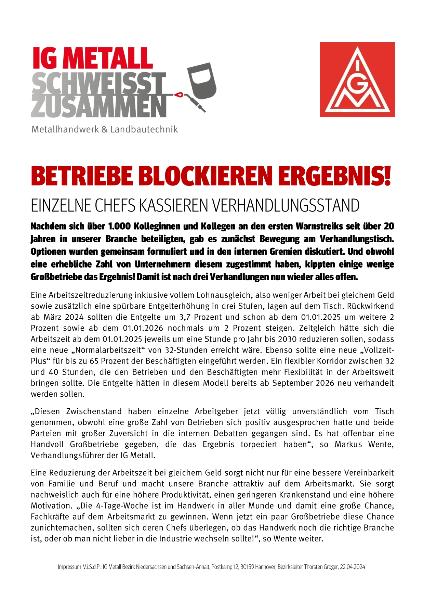 2024-04-22, Tarifschnellinfo MvH: BETRIEBE BLOCKIEREN ERGEBNIS!